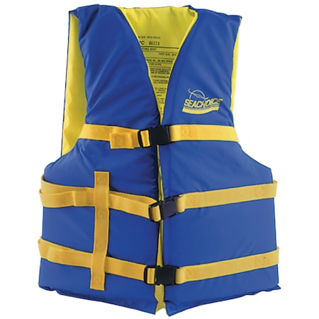 Type III Boat Vest - Blue/Yellow, XL, 90 Lbs. & Up